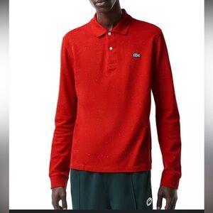 Lacoste Red Speckled Print Classic Fit Polo T-Shirt Mens XL